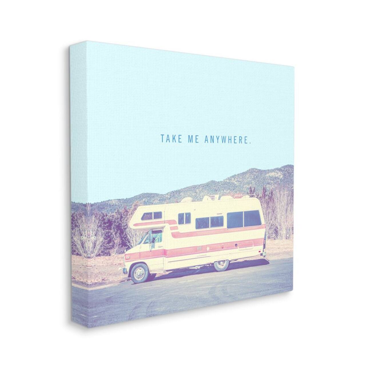 Stupell Industries Take Me Anywhere Family Camper Vintage Photograph Canvas Wall Art